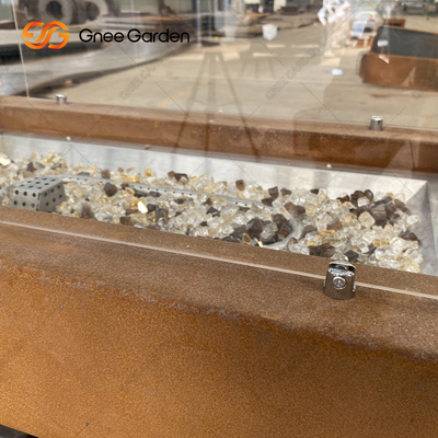 Freestanding Houten Brandende Corten-Staalbrand Pit Rectangular