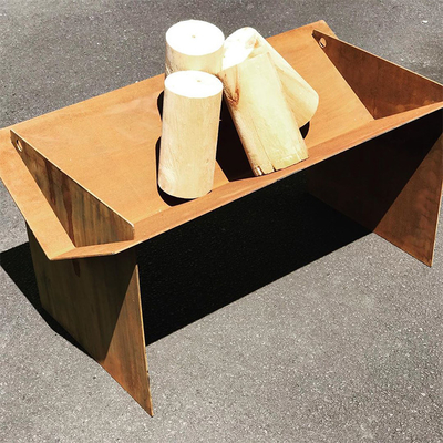 Afneembare Corten-Staal Houten Brandende Brand Pit Table Portable 510mm