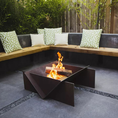 Afneembare Corten-Staal Houten Brandende Brand Pit Table Portable 510mm