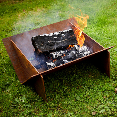 Afneembare Corten-Staal Houten Brandende Brand Pit Table Portable 510mm