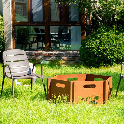 De houten Brandende Staalbrand Pit Corten Steel Outdoor Rustic beëindigt Brandkuil