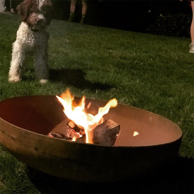 Rustieke Ronde het Staalbrand Pit For Outdoor Backyard van Koperslagers Houten Brandende Corten