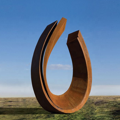 Moderne Abstracte van het het Staalbeeldhouwwerk van Ring Rustic Abstracte Corten Grote het Metaalstandbeelden