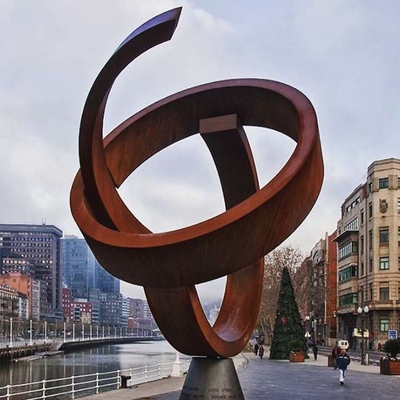 Moderne Abstracte van het het Staalbeeldhouwwerk van Ring Rustic Abstracte Corten Grote het Metaalstandbeelden