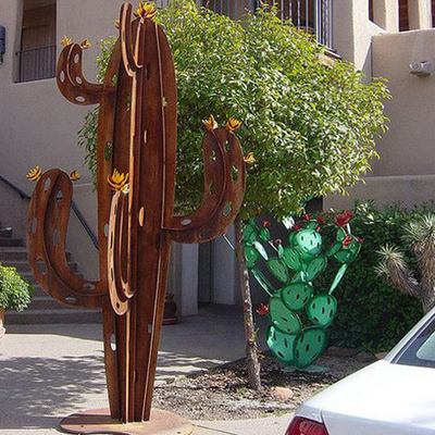Van het het Staalbeeldhouwwerk van Corten van het tuinlandschap van het de Cactusmetaal de Yard Art Natural Rusted