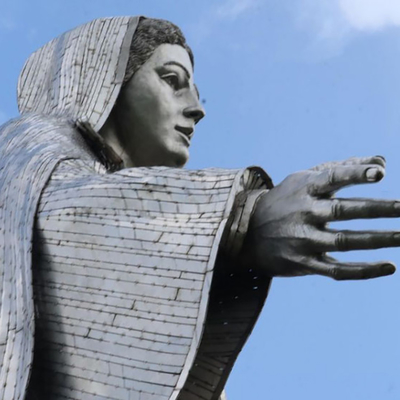 34 van Freestanding Openluchtmetaalvoeten Beeldhouwwerk Mary Religious Statue Hand Crafted